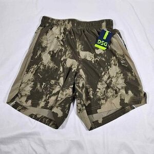 DSG Mens Stride Running Shorts Swirl Light Olive Large 5"
